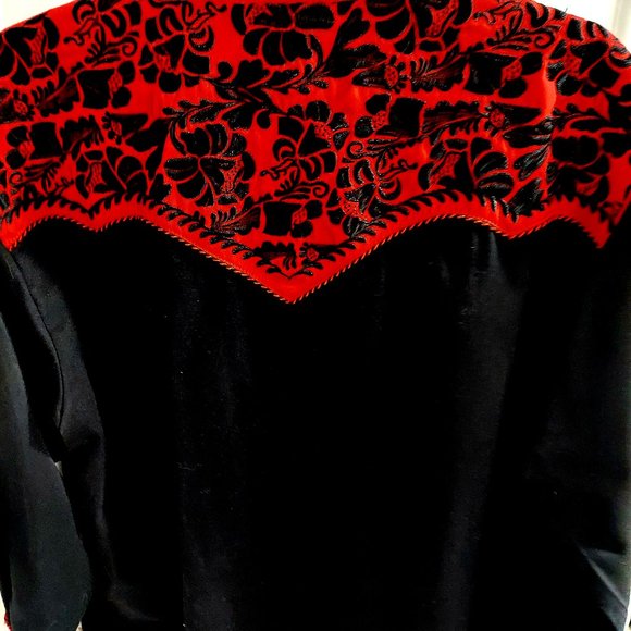 Vintage  Scully Gunfighter Men's Western Button Down Crimson w/caballero cuffs - Picture 12 of 15